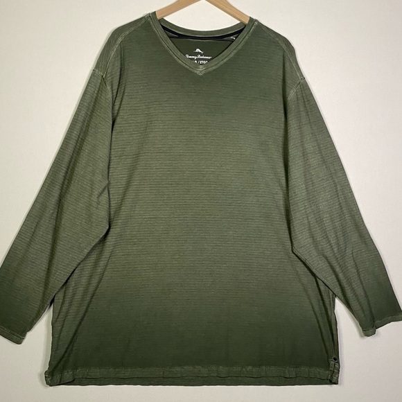 Tommy Bahama Other - Tommy Bahama 2XLB Long‎ Sleeve V-Neck cotton Shirt green comfy